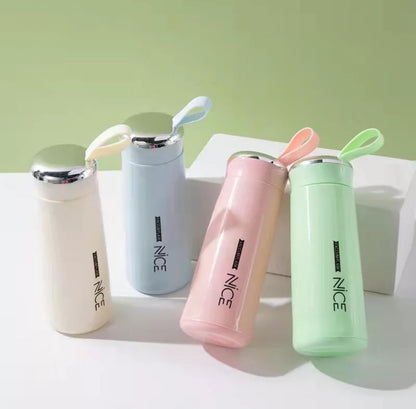 BPA Free Glass Water Bottle | 400ml Portable Tumbler | With Protective Plastic Shell | For School, Gym, Home & Office