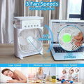 10-Inch Desktop Water Mist Fan – Portable Humidifier Air Cooler with 5-Hole Spray, 3 Speed Modes, and LED Night Light