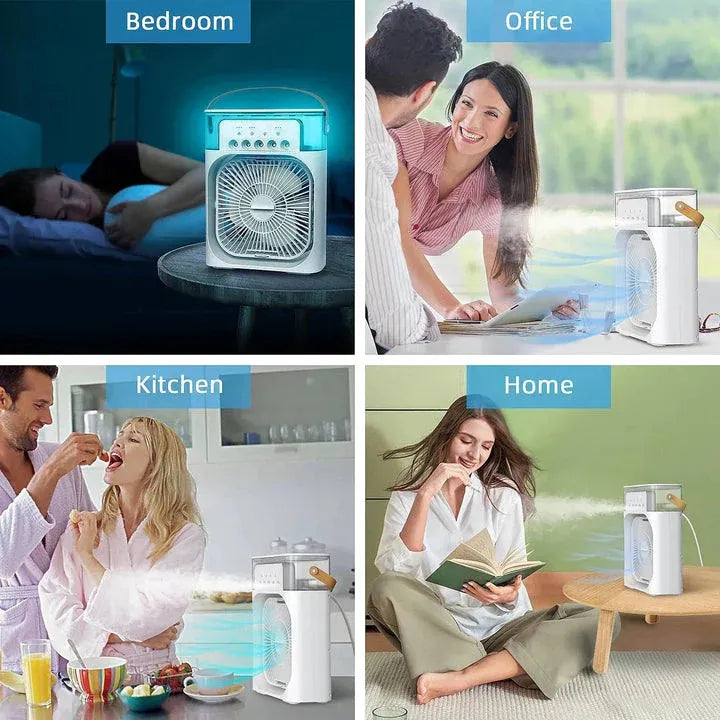 10-Inch Desktop Water Mist Fan – Portable Humidifier Air Cooler with 5-Hole Spray, 3 Speed Modes, and LED Night Light