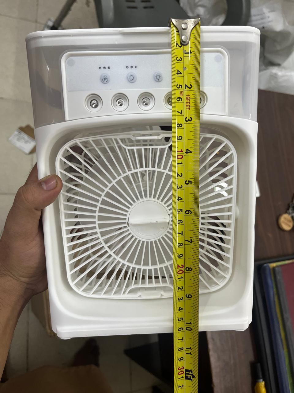 10-Inch Desktop Water Mist Fan – Portable Humidifier Air Cooler with 5-Hole Spray, 3 Speed Modes, and LED Night Light