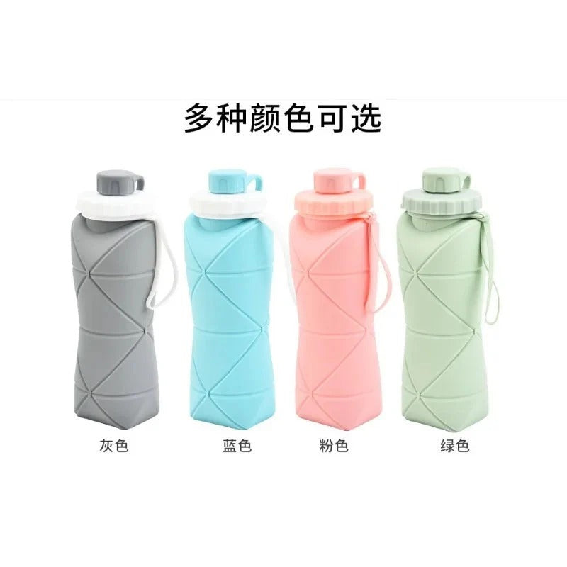 Silicon Foldable Bottle 600ml | Portable Travel Smart Water Bottle | Pocket Size Collapsible Design (Random Color)