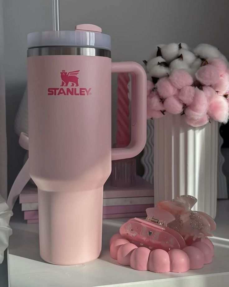 Plain 40oz Stainless Steel Stanley Tumbler- Tea Pink