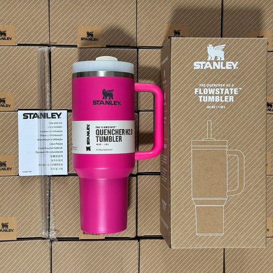 Plain 40oz Stainless Steel Stanley Tumbler- Hot Pink