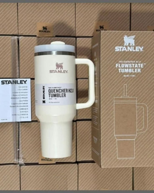 Plain 40oz Stainless Steel Stanley Tumbler- Cream Color