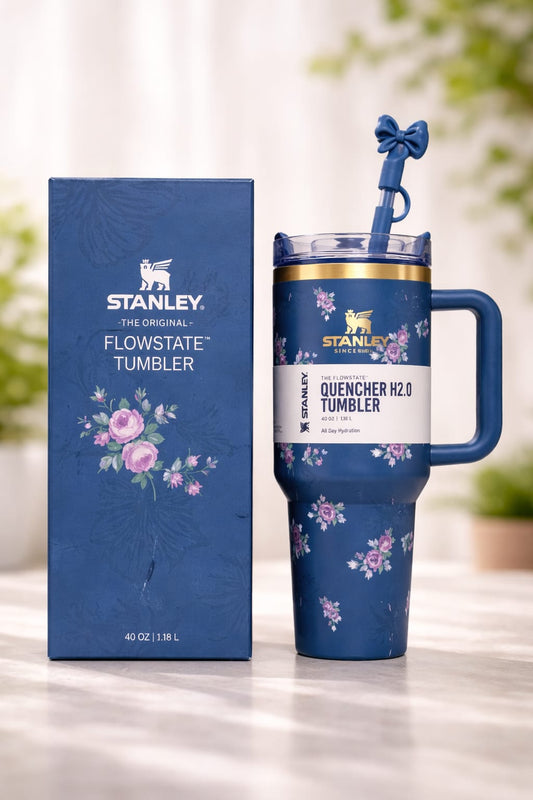40oz Printed Stanley Tumbler – Premium Insulated Travel Mug | Leak-Proof Lid | Hot & Cold Drinks-Dark Purple