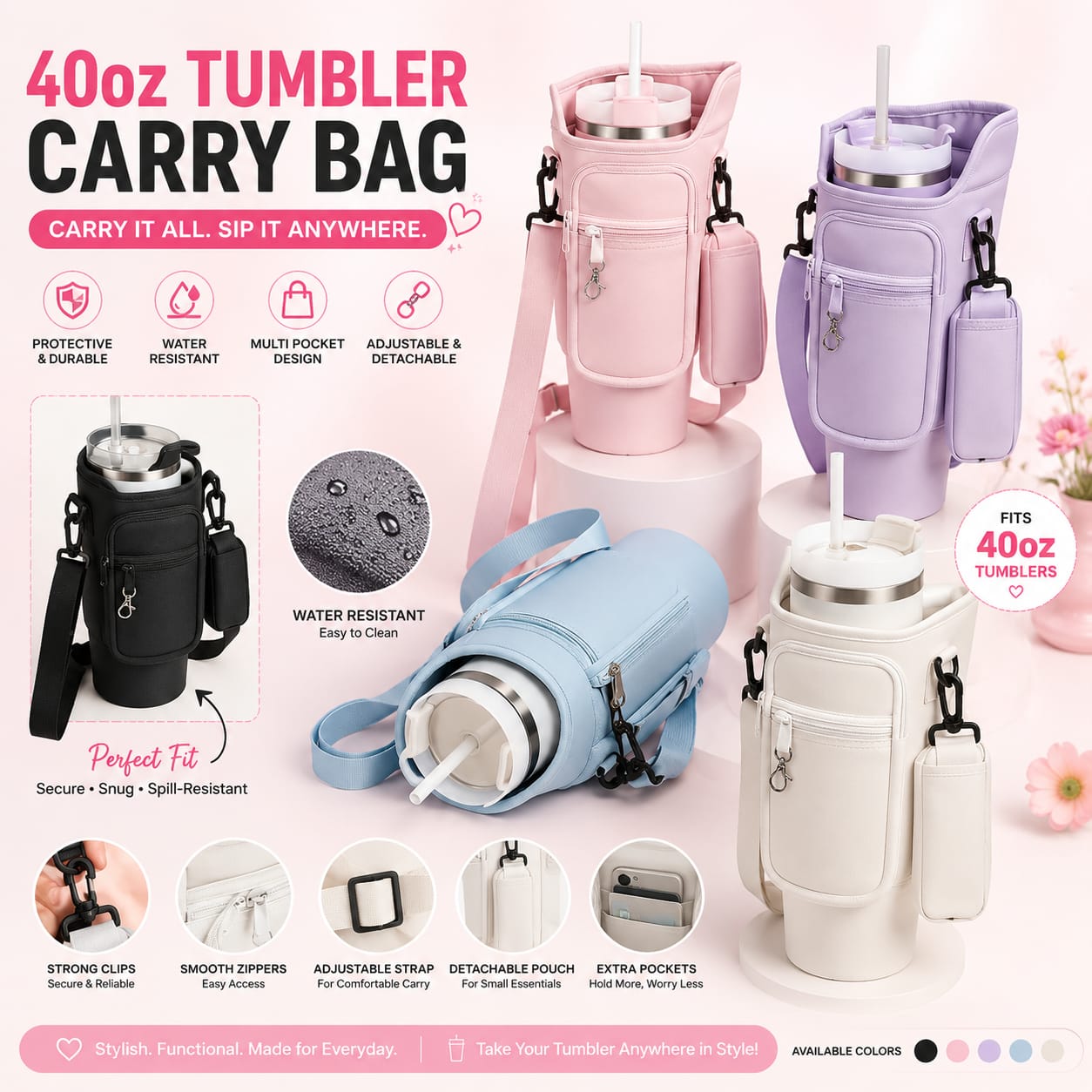 Insulated Tumbler Carry Bag 40oz