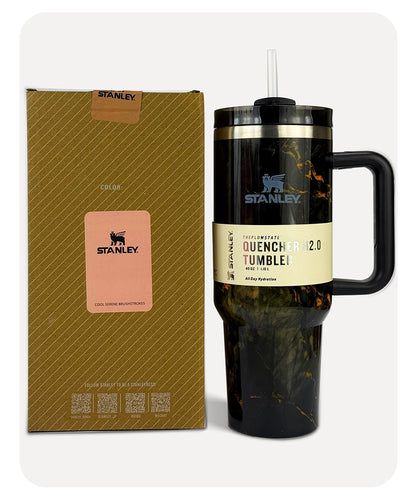 40oz Printed Stanley Tumbler – Premium Insulated Travel Mug | Leak-Proof Lid | Hot & Cold Drinks- Marble Prints Design