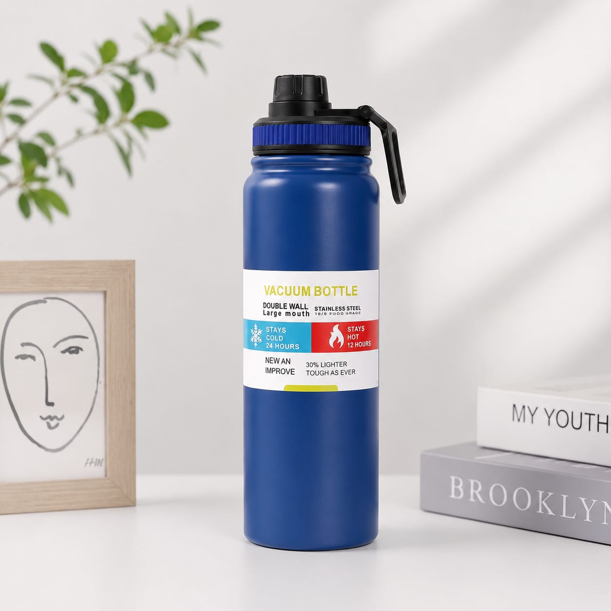 800ml & 1000ml Nozzle Stainless Steel Water Bottle | Vacuum Insulated Hot & Cold Bottle