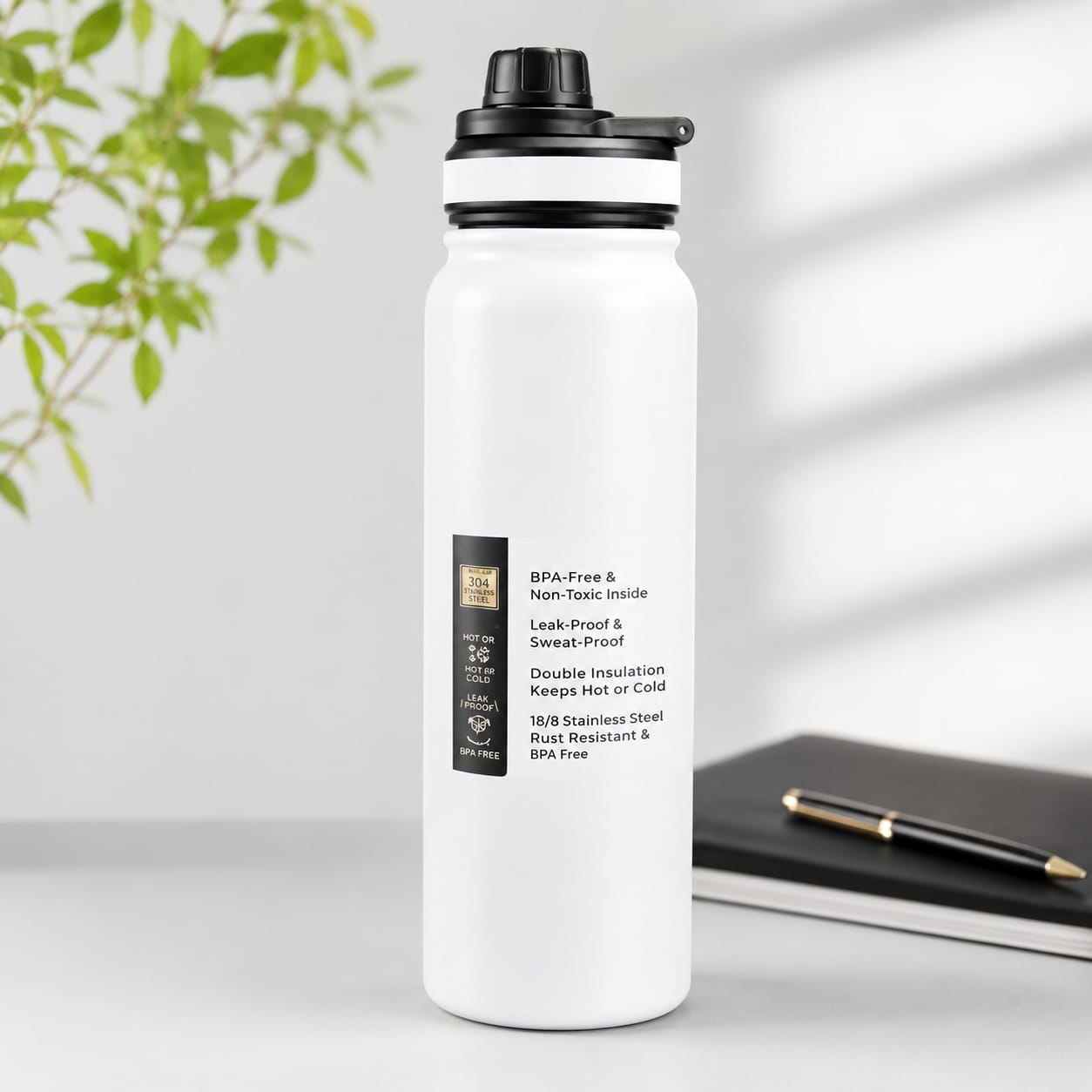 800ml & 1000ml Nozzle Stainless Steel Water Bottle | Vacuum Insulated Hot & Cold Bottle