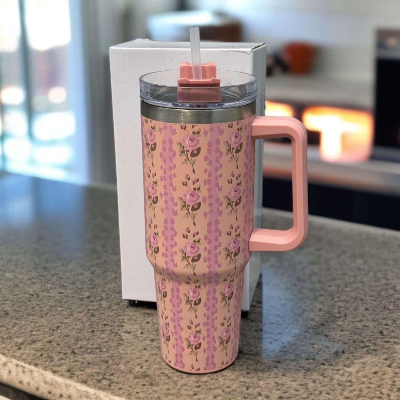 Stanley Printed Tumbler 40oz – Pink Floral Designs, Premium Quality Cup