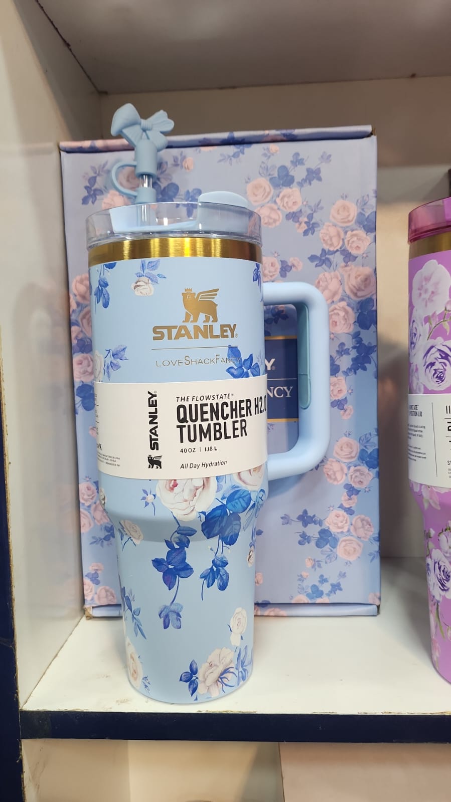 40oz LoveShackFancy Floral Tumbler | Luxury Insulated Stainless Steel Cup with Straw | Aesthetic Pink Design