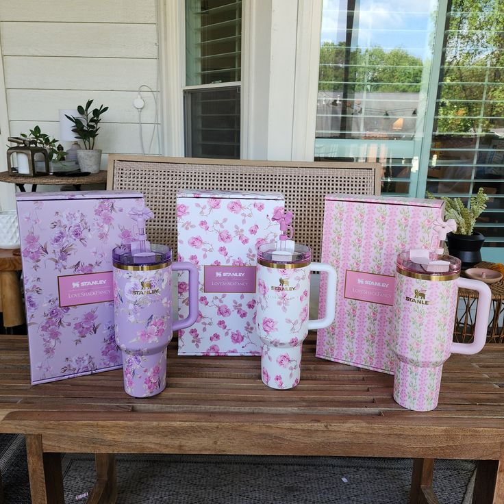 40oz LoveShackFancy Floral Tumbler | Luxury Insulated Stainless Steel Cup with Straw | Aesthetic Pink Design