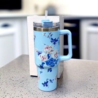 Stanley Printed Tumbler 40oz – Blue Flowers Designs, Premium Quality Cup