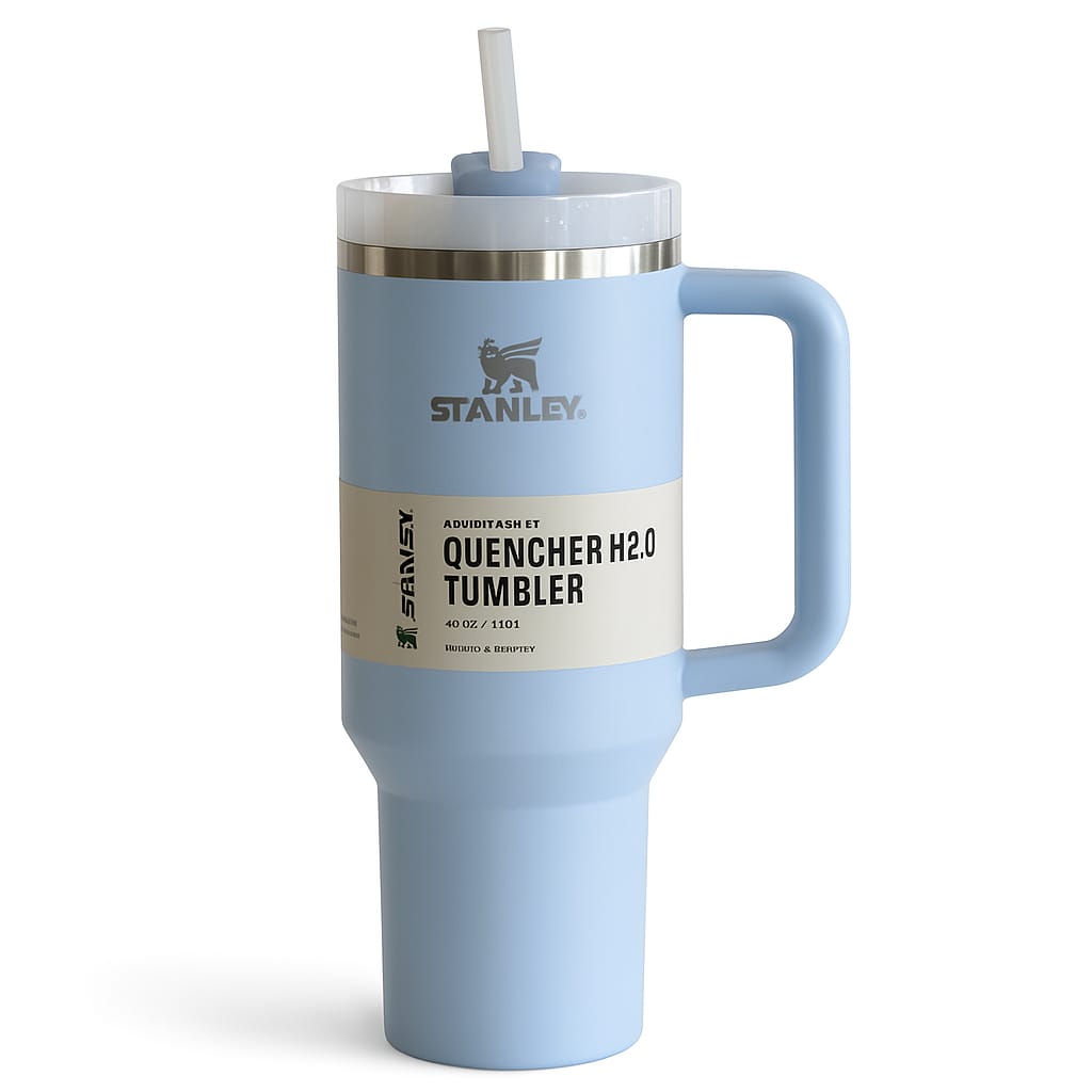 Stanley Printed Tumbler 40oz – Trendy Designs, Premium Quality Cup Light Blue