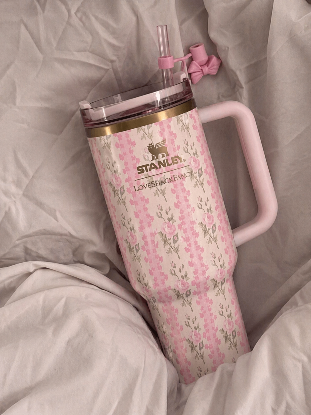 40oz Printed Stanley Tumbler – Premium Insulated Travel Mug | Leak-Proof Lid | Hot & Cold Drinks-PINK ROSES